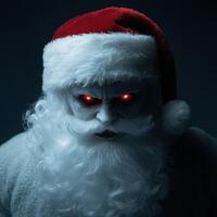 sinister santa claus with glowing red eyes photo