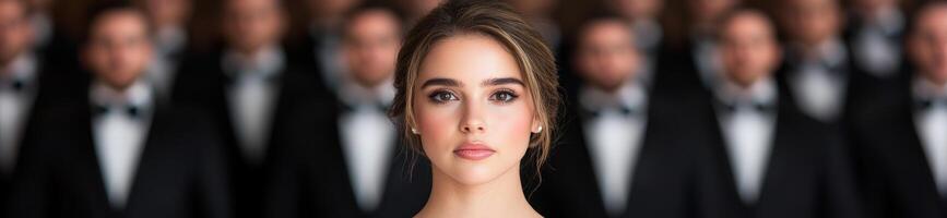 elegant woman posing on red carpet photo