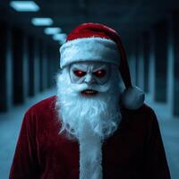 Creepy Santa Claus with Glowing Red Eyes photo