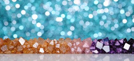 Sparkling crystals and glittering bokeh photo