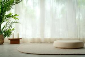 Peaceful meditation room with natural lighting photo