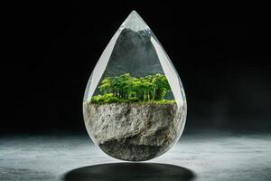Miniature forest encapsulated in a crystal teardrop photo