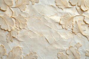 Elegant floral pattern on crumpled paper texture photo