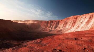 Dramatic desert landscape with red rock formations photo