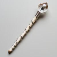 Decorative crystal wand with twisted metal handle photo