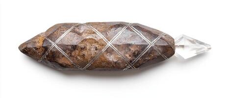 Unique crystal quartz gemstone with intricate patterns photo
