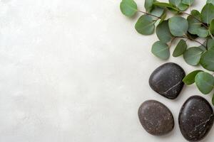 natural spa stones and leaves photo