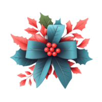 flowery modern christmas ribbon 3D icon cartoon minimalist isolate on transparent background png