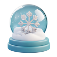 Snowflake inside Snow Globe 3D icon cartoon round edges isolate on transparent background png