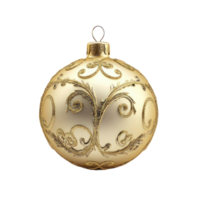Gold Christmas bauble 3D clay style round edges bright isolate on transparent background png