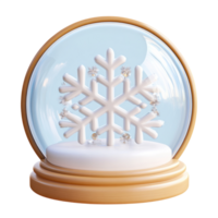 Snowflake inside Snow Globe 3D icon cartoon round edges isolate on transparent background png