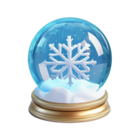 Snowflake inside Snow Globe 3D icon cartoon round edges isolate on transparent background png