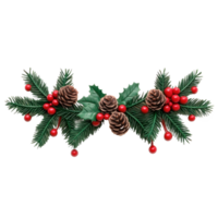 Christmas pine and holly swag 3D clay style bright isolate on transparent background png