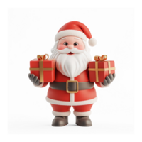 Santa Claus with presents 3D icon isolate on transparent background png