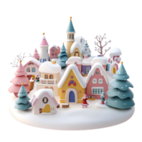 Christmas village 3D icon cartoon smooth soft light isolate on transparent background png