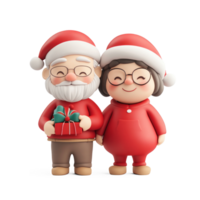 Happy senior couple celebrating christmas 3D icon isolate on transparent background png