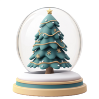 Christmas tree inside Snow Globe 3D clay style round edges bright isolate on transparent background png