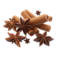 Cinnamon, anise and cloves 3D icon isolate on transparent background png