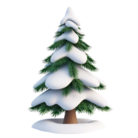 Chrismas tree with snow 3D icon cartoon minimalist isolate on transparent background png