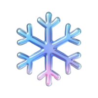 Glass Snowflake 3D icon cartoon round edges isolate on transparent background png