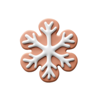 Gingerbread snowflake 3D icon isolate on transparent background png