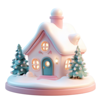 Christmas House 3D icon cartoon smooth soft light isolate on transparent background png