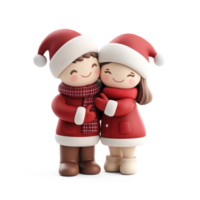 Happy couple celebrating christmas 3D icon isolate on transparent background png
