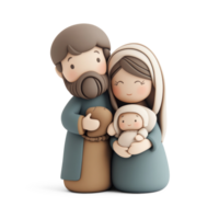 Joseph and Mary with baby 3D icon isolate on transparent background png