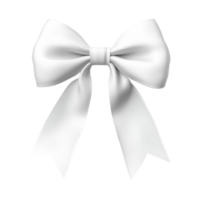 White Bow ribbon 3D icon isolate on transparent background png