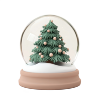 Christmas tree inside Snow Globe 3D clay style round edges bright isolate on transparent background png