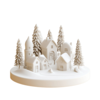 Christmas white wood village 3D icon isolate on transparent background png