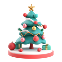 Christmas tree branch with New Year's decoration 3D icon cartoon minimalist isolate on transparent background png