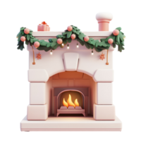 Christmas Ornate and Garland on Top of a Fireplace 3D icon cartoon smooth soft light isolate on transparent background png