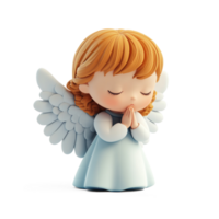 Little angel praying 3D icon cartoon smooth soft light isolate on transparent background png