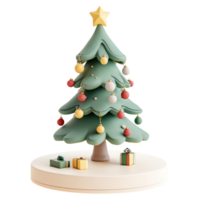 Christmas tree with decoration items 3D icon clay style vibrate color isolate on transparent background png