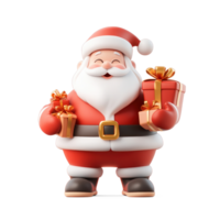 Santa Claus with presents sack 3D icon cartoon smooth soft light isolate on transparent background png