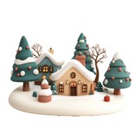 Christmas village 3D icon isolate on transparent background png