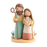 Joseph and Mary with baby 3D icon cartoon smooth soft light isolate on transparent background png