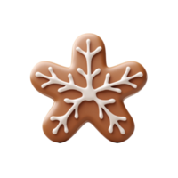 Gingerbread snowflake 3D icon isolate on transparent background png