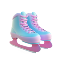 Ice skates 3D icon cartoon smooth soft light isolate on transparent background png