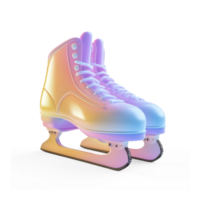 Ice skates 3D icon cartoon smooth soft light isolate on transparent background png