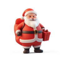 Santa Claus with presents sack 3D icon cartoon smooth soft light isolate on transparent background png