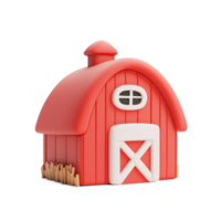 Red barn 3D icon isolate on transparent background png