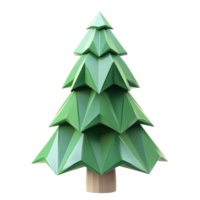 Christmas tree low poly 3D icon cartoon minimalist isolate on transparent background png