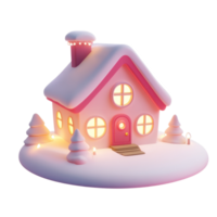 Christmas House 3D icon cartoon smooth soft light isolate on transparent background png