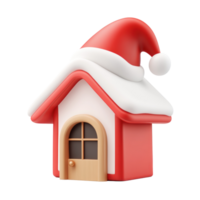 house with Santa Claus's hat 3D icon cartoon smooth soft light isolate on transparent background png