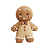 Gingerbread man 3D icon isolate on transparent background png