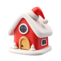 house with Santa Claus's hat 3D icon cartoon smooth soft light isolate on transparent background png