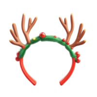 Christmas headband with reindeer antlers 3D icon cartoon smooth soft light isolate on transparent background png