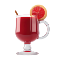 Christmas mulled red wine mug glass 3D icon cartoon smooth soft light isolate on transparent background png